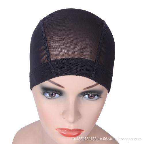black adjust stretch mesh dome wigcap for wig, white fish net spandex mesh wigcap